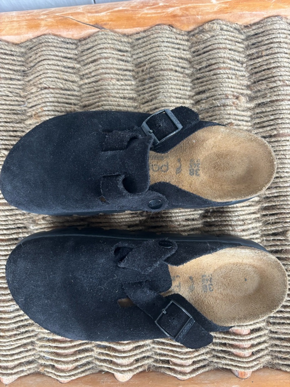 Birkenstock Black Boston Chunky Suede Clog papillo - Picture 2 of 4